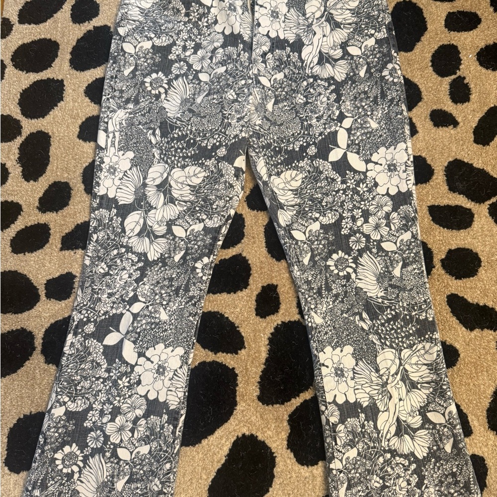 Mother Jeans “The Devil May Care” Hustler Ankle in Floral Black and White